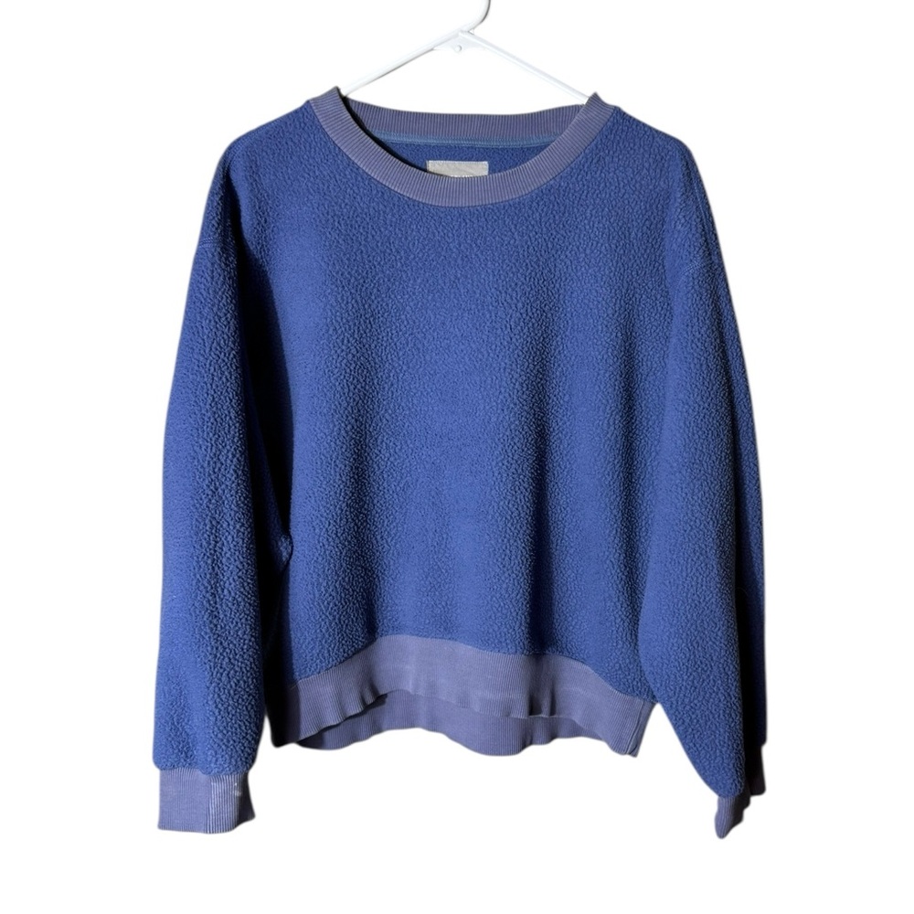 Everlane Womens Fleece Sweatshirt Large Chunky Oversized Bohemian Boxy Blue